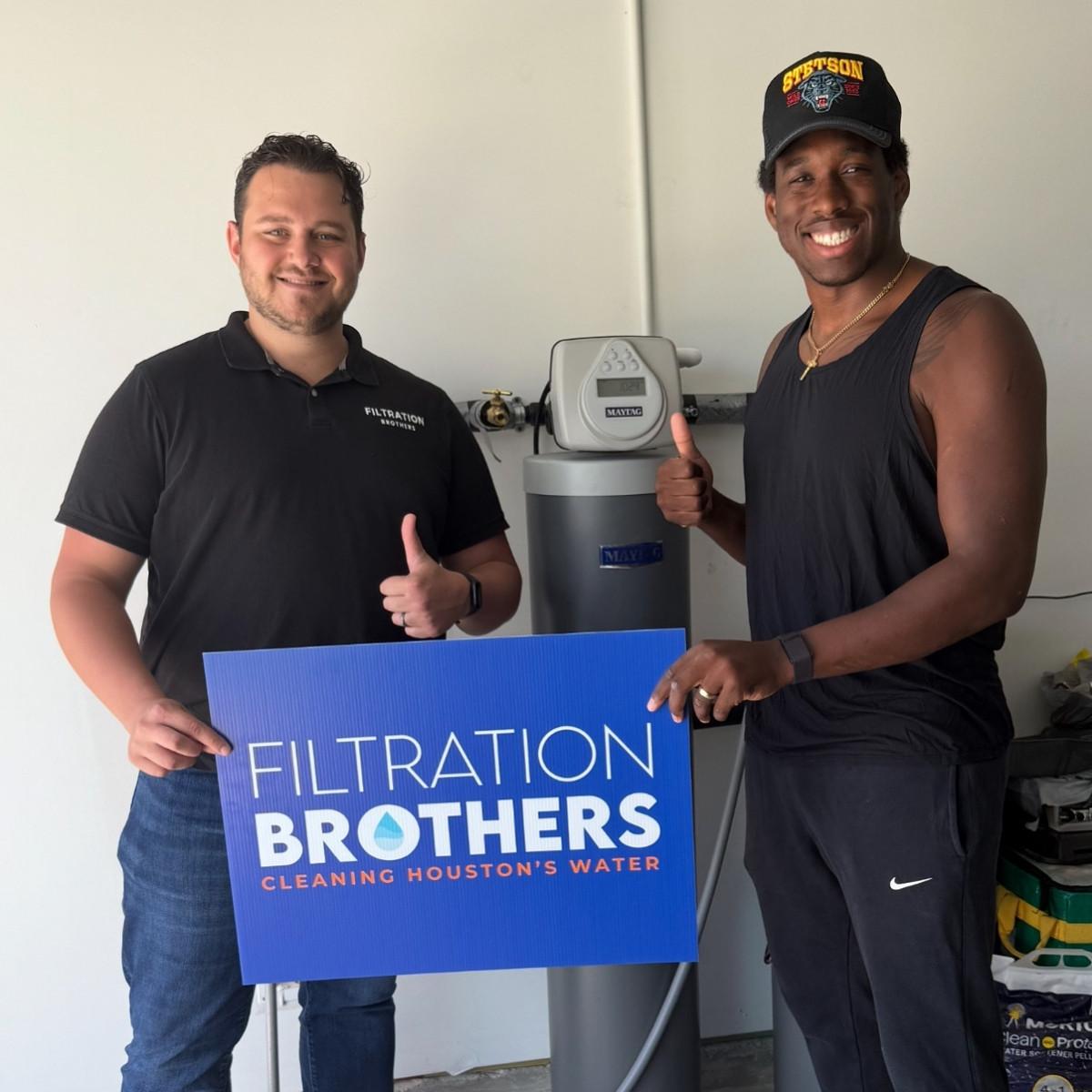 Happy customer with newly installed Maytag water filtration system